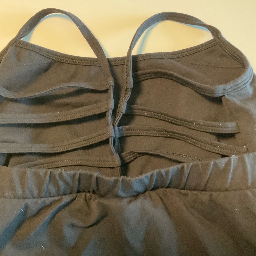 Workout Top, Black, High Princess Waist Line, Heavy Snug Fit, Strapy Back, Sz M - Picture 5 of 10